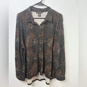 Robert Louis XL Long Sleeve Button Down Floral Blouse